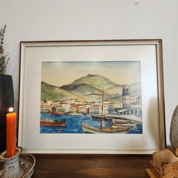 Seaside Town Artist Sign Original Oil Painting Framed - Picture 10 of 11